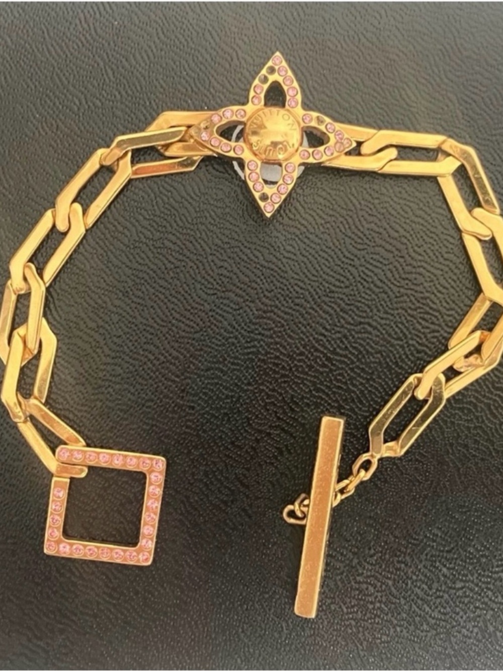Louis Vuitton Blum Link Bracelet with Pink Crystal Accents